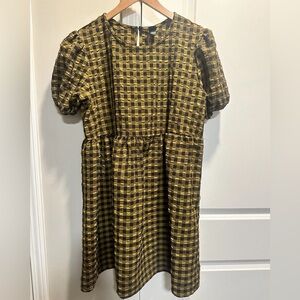 Wild Fable Short Puff Sleeve Seersucker Plaid Mini Babydoll Dress - Large